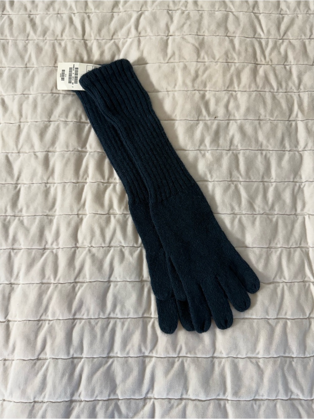 Women’s Long Knit Deep Dark Teal Blue Gloves
